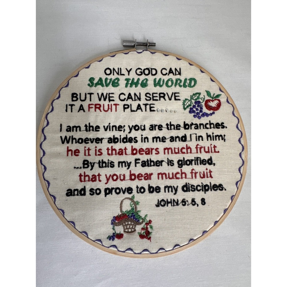Hand Stitched Bible Verse  Country Cottage  Kitchen Frame